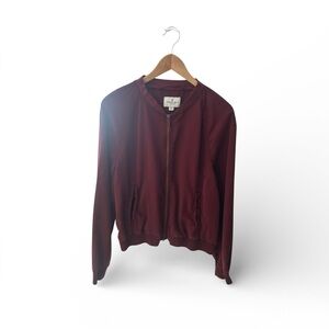 American Eagle Outfitters Burgundy Red Lightweight Casual Bomber Jacket